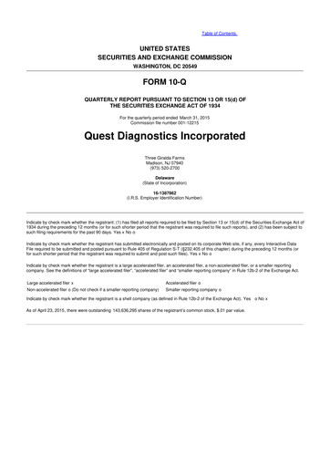 Vorschaubild Quest Diagnostics
 10-Q Quartalsbericht 2015 