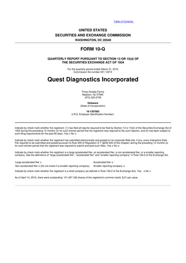 Vorschaubild Quest Diagnostics
 10-Q Quartalsbericht 2016 