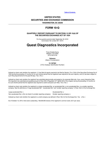 Vorschaubild Quest Diagnostics
 10-Q Quartalsbericht 2016 