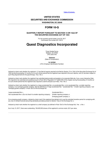 Vorschaubild Quest Diagnostics
 10-Q Quartalsbericht 2017 