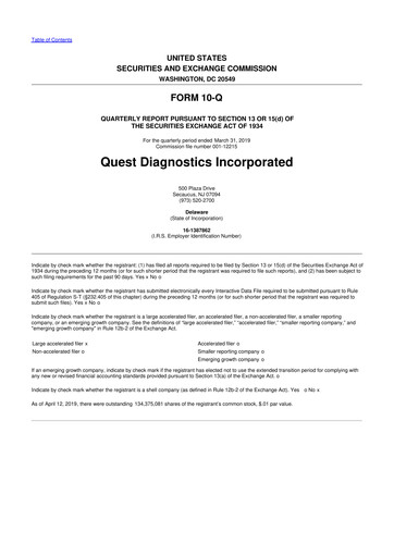 Vorschaubild Quest Diagnostics
 10-Q Quartalsbericht 2019 