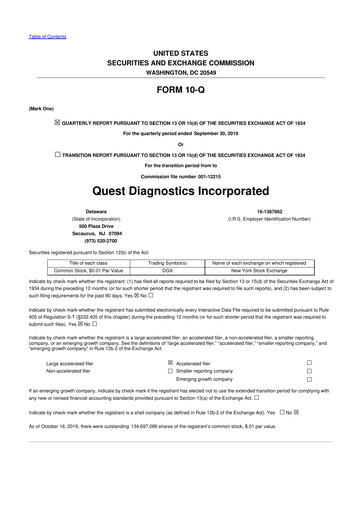 Vorschaubild Quest Diagnostics
 10-Q Quartalsbericht 2019 