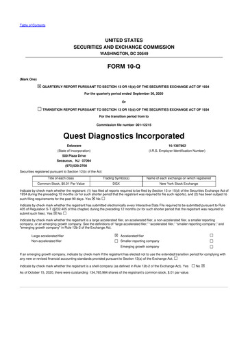 Vorschaubild Quest Diagnostics
 10-Q Quartalsbericht 2020 