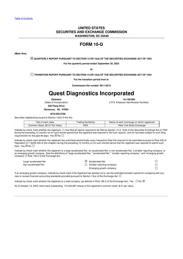 Vorschaubild Quest Diagnostics
 10-Q Quartalsbericht 2023 