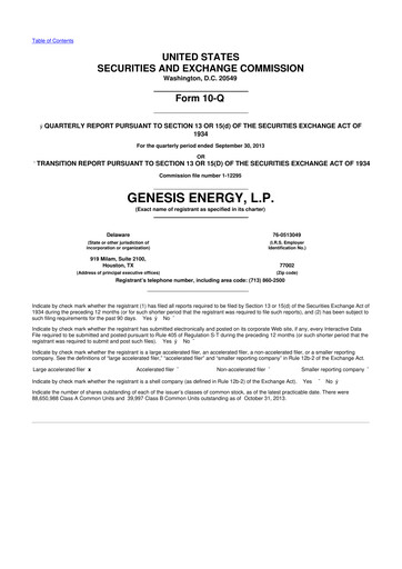 Thumbnail Genesis Energy  L.P. 10-Q Quarterly Report FY2013 