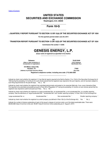 Thumbnail Genesis Energy  L.P. 10-Q Quarterly Report FY2014 