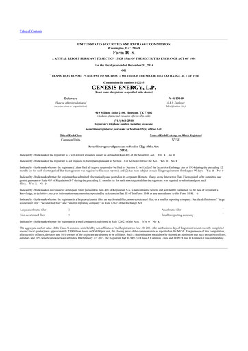 Thumbnail Genesis Energy  L.P. 10-K Annual Report 2014