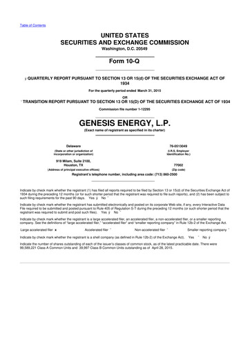 Thumbnail Genesis Energy  L.P. 10-Q Quarterly Report FY2015 