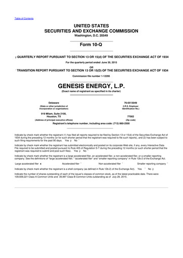 Thumbnail Genesis Energy  L.P. 10-Q Quarterly Report FY2015 