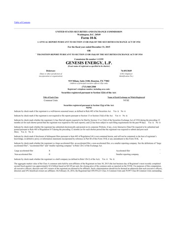 Thumbnail Genesis Energy  L.P. 10-K Annual Report 2015