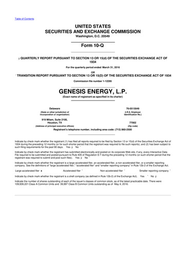 Thumbnail Genesis Energy  L.P. 10-Q Quarterly Report FY2016 