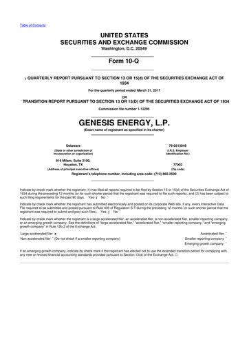 Thumbnail Genesis Energy  L.P. 10-Q Quarterly Report FY2017 