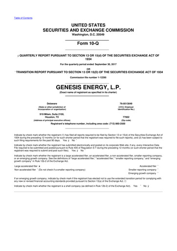 Thumbnail Genesis Energy  L.P. 10-Q Quarterly Report FY2017 