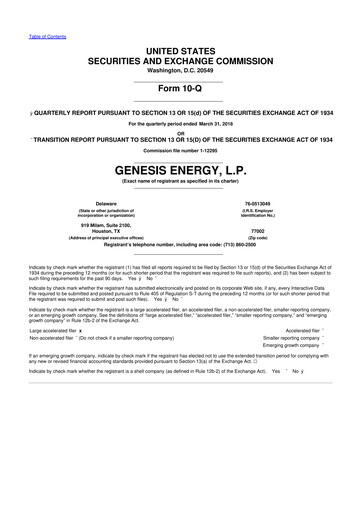 Thumbnail Genesis Energy  L.P. 10-Q Quarterly Report FY2018 