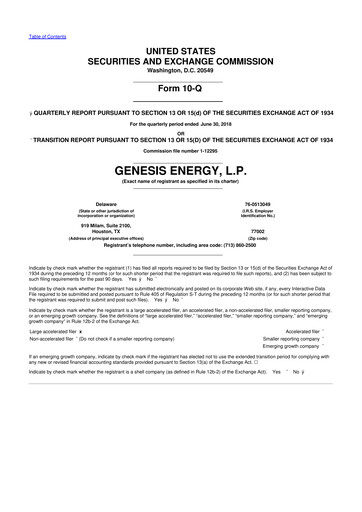 Thumbnail Genesis Energy  L.P. 10-Q Quarterly Report FY2018 