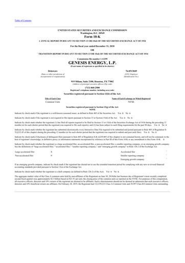 Thumbnail Genesis Energy  L.P. 10-K Annual Report 2018