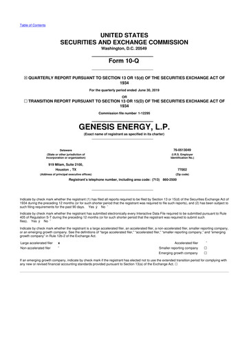 Thumbnail Genesis Energy  L.P. 10-Q Quarterly Report FY2019 