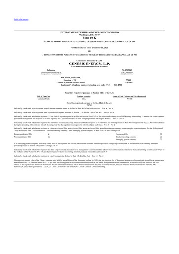 Thumbnail Genesis Energy  L.P. 10-K Annual Report 2021