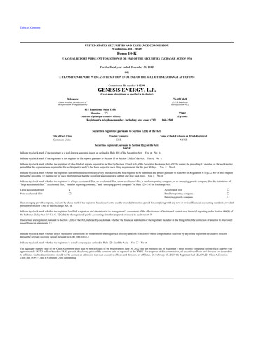 Thumbnail Genesis Energy  L.P. 10-K Annual Report 2022