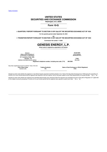 Thumbnail Genesis Energy  L.P. 10-Q Quarterly Report FY2023 