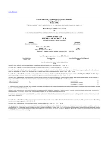 Thumbnail Genesis Energy  L.P. 10-K Annual Report 2024