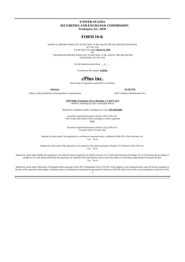 Thumbnail ePlus 10-K Annual Report 