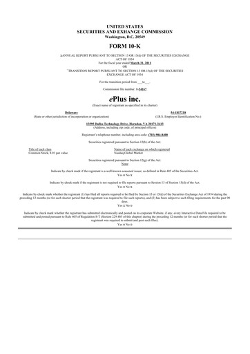 Thumbnail ePlus 10-K Annual Report 