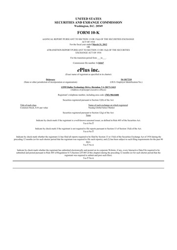 Thumbnail ePlus 10-K Annual Report 2012