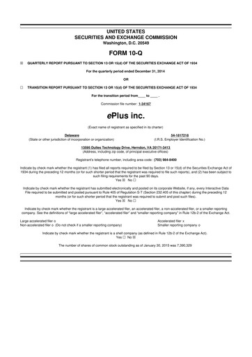 Thumbnail ePlus 10-Q Quarterly Report FY2015 