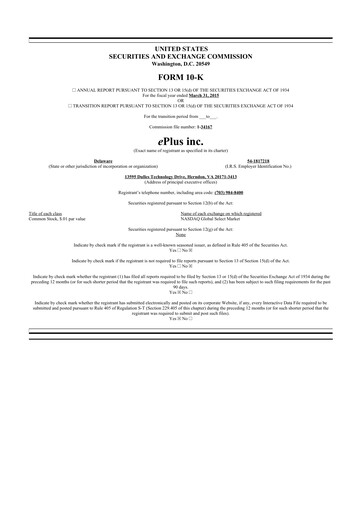 Thumbnail ePlus 10-K Annual Report 2015