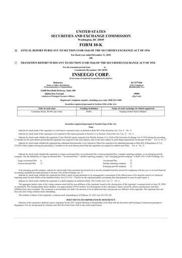 Vorschaubild Inseego 10-K Jahresbericht 2020