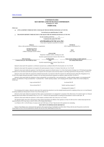 Thumbnail ANI Pharmaceuticals 10-K Annual Report 2020