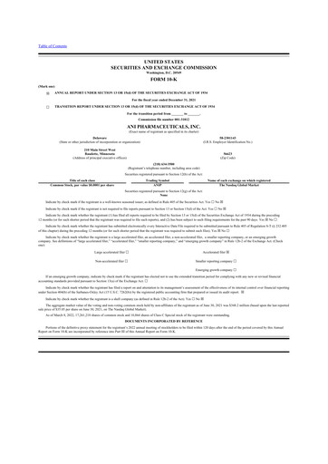 Thumbnail ANI Pharmaceuticals 10-K Annual Report 2021