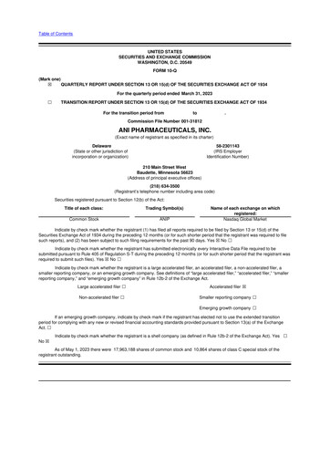 Thumbnail ANI Pharmaceuticals 10-Q Quarterly Report FY2023 