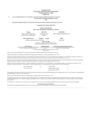 Thumbnail Lithia Motors 10-K Annual Report 2019