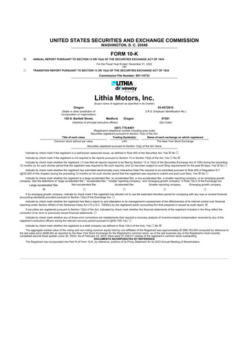 Thumbnail Lithia Motors 10-K Annual Report 2022