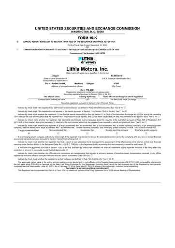 Thumbnail Lithia Motors 10-K Annual Report 2023