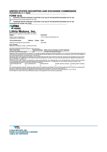 Thumbnail Lithia Motors 10-Q Quarterly Report FY2025 