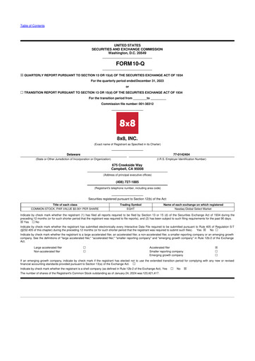 Thumbnail 8x8
 10-Q Quarterly Report FY2024 