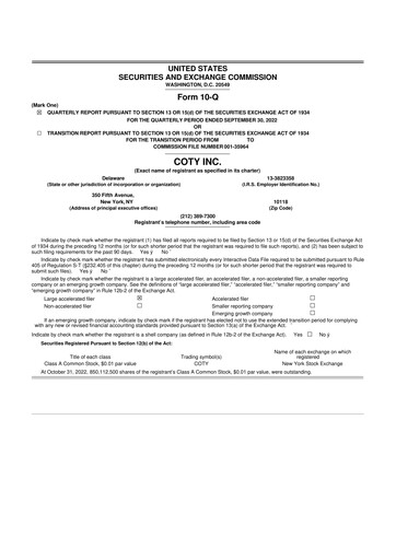 Thumbnail Coty 10-Q Quarterly Report FY2023 