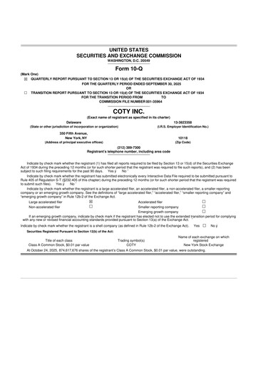 Thumbnail Coty 10-Q Quarterly Report FY2026 