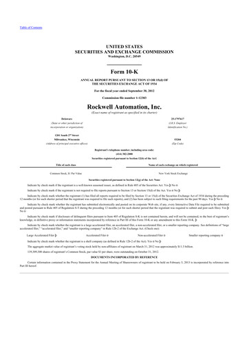 Thumbnail Rockwell Automation
 10-K Annual Report 2012