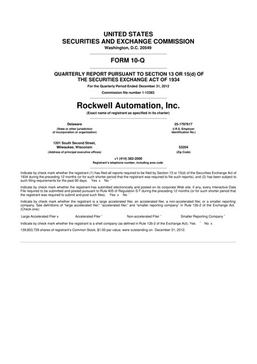 Thumbnail Rockwell Automation
 10-Q Quarterly Report FY2013 