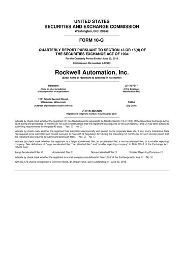 Thumbnail Rockwell Automation
 10-Q Quarterly Report FY2016 