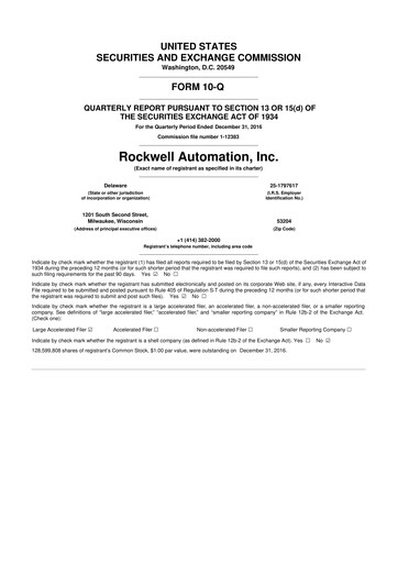 Thumbnail Rockwell Automation
 10-Q Quarterly Report FY2017 