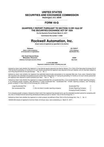Thumbnail Rockwell Automation
 10-Q Quarterly Report FY2017 