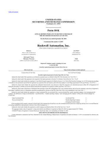 Thumbnail Rockwell Automation
 10-K Annual Report 2018