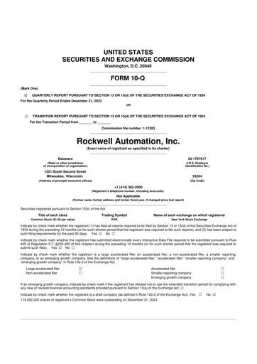 Thumbnail Rockwell Automation
 10-Q Quarterly Report FY2024 