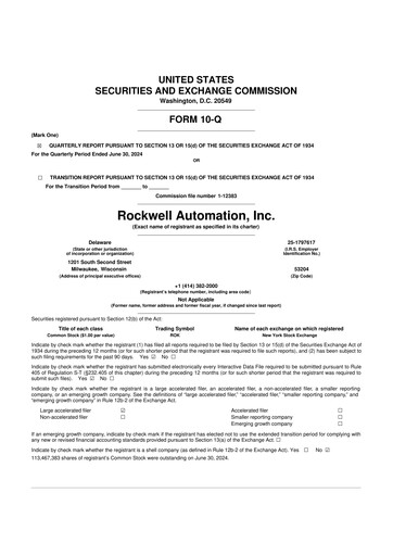 Thumbnail Rockwell Automation
 10-Q Quarterly Report FY2024 