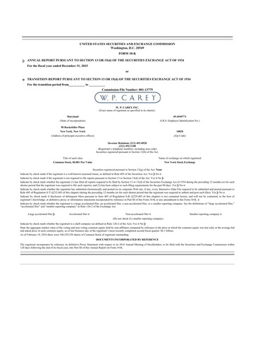 Thumbnail W. P. Carey 10-K Annual Report 2015